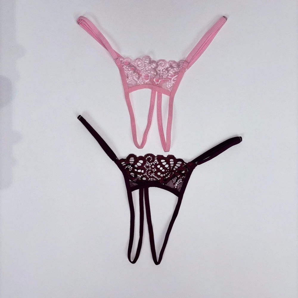 Bold Burgundy Lace Open Panty